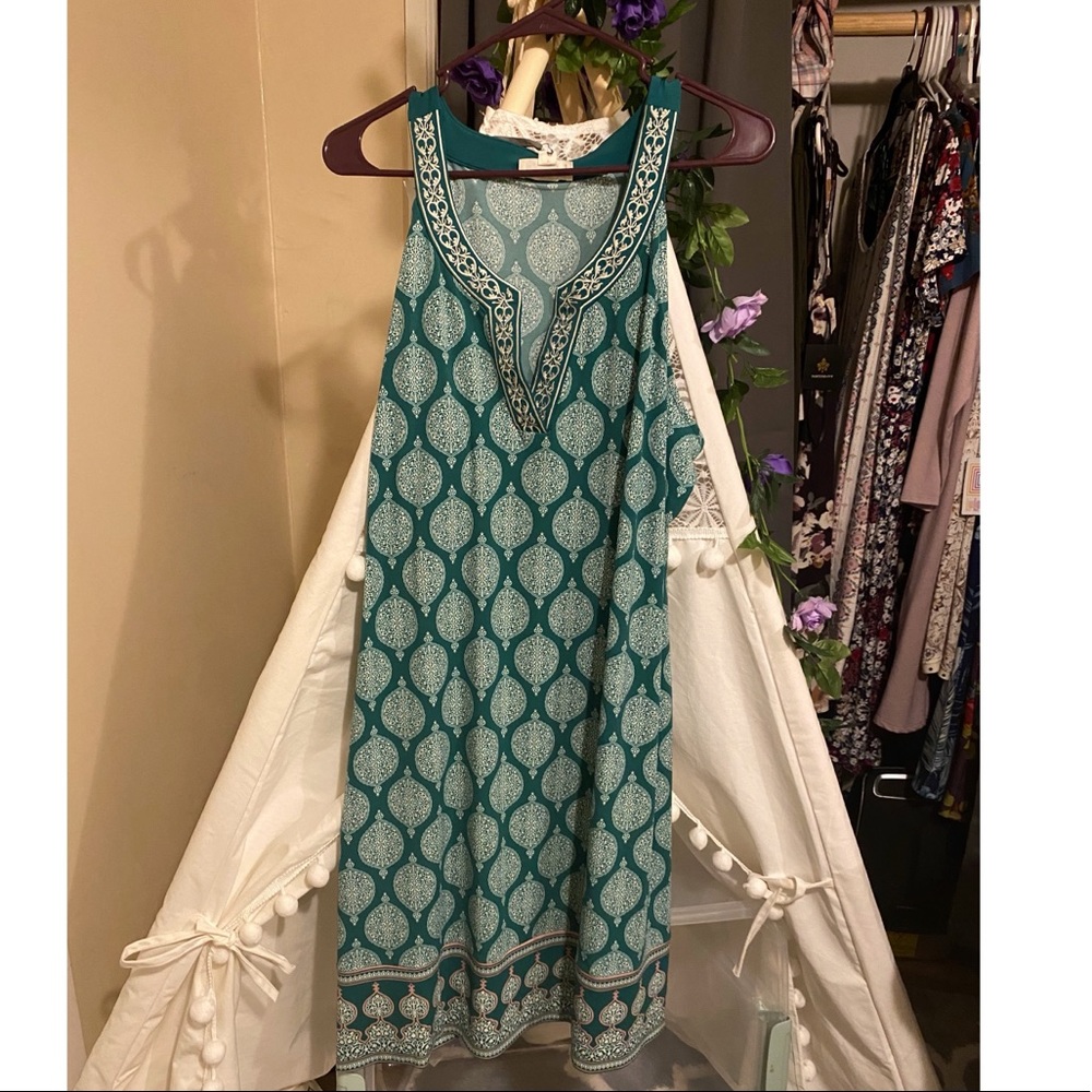 Green and pink dress